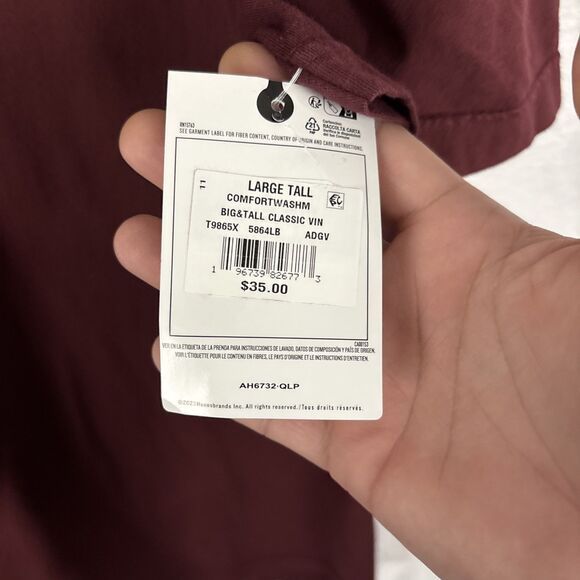 Champion T-Shirt Mens Large Tall LT Comfort Wash Maroon Embroidered Logo NWT - Picture 3 of 7